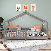 Cama Casinha Montessoriana Solteiro Lisan - 100% Madeira Maciça [Grade de Proteção 32cm]