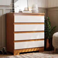 Cômoda Imperial 4 Gavetas Compacta - Branco/Nature Off White [Acabamento Premium]